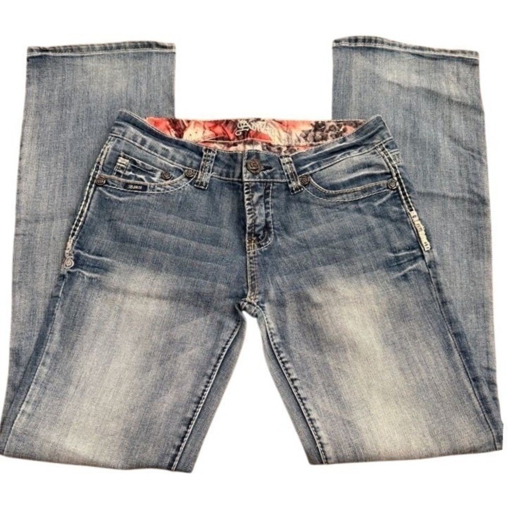Adiktd Y2K Bootcut Jeans Embellished Pockets Low Rise Denim 32x33 - Picture 2 of 12